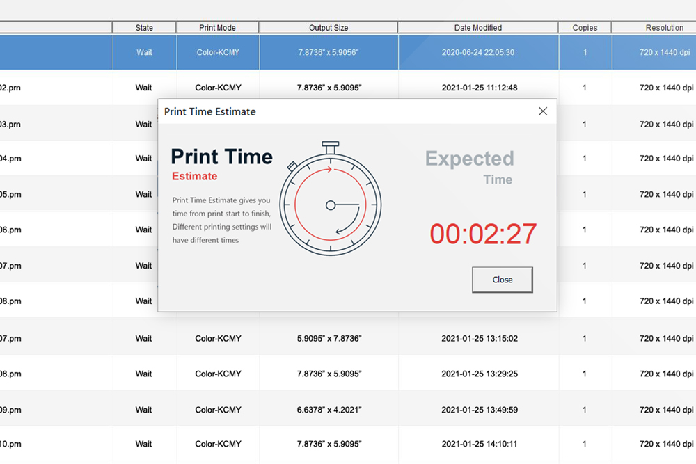 printing time estimates