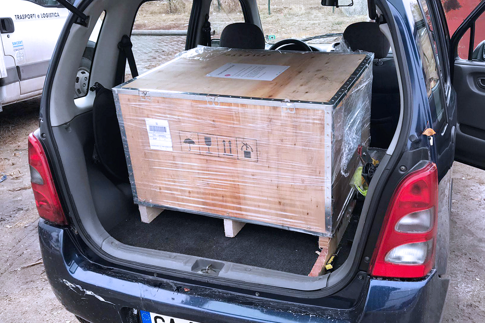 transporting printer in the back of the car