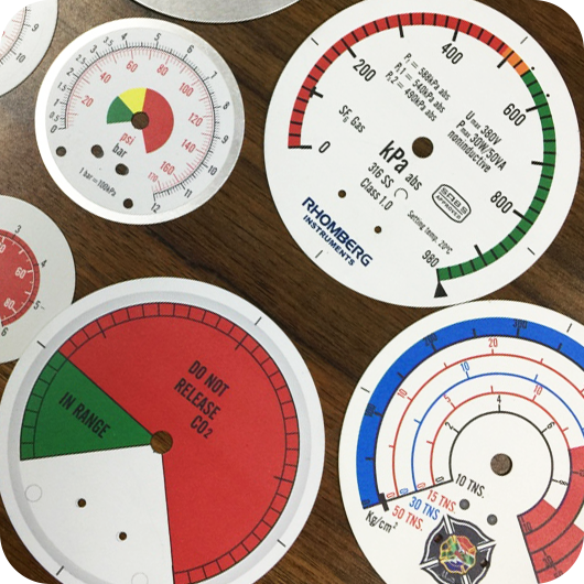 CMYK printing on dial meters