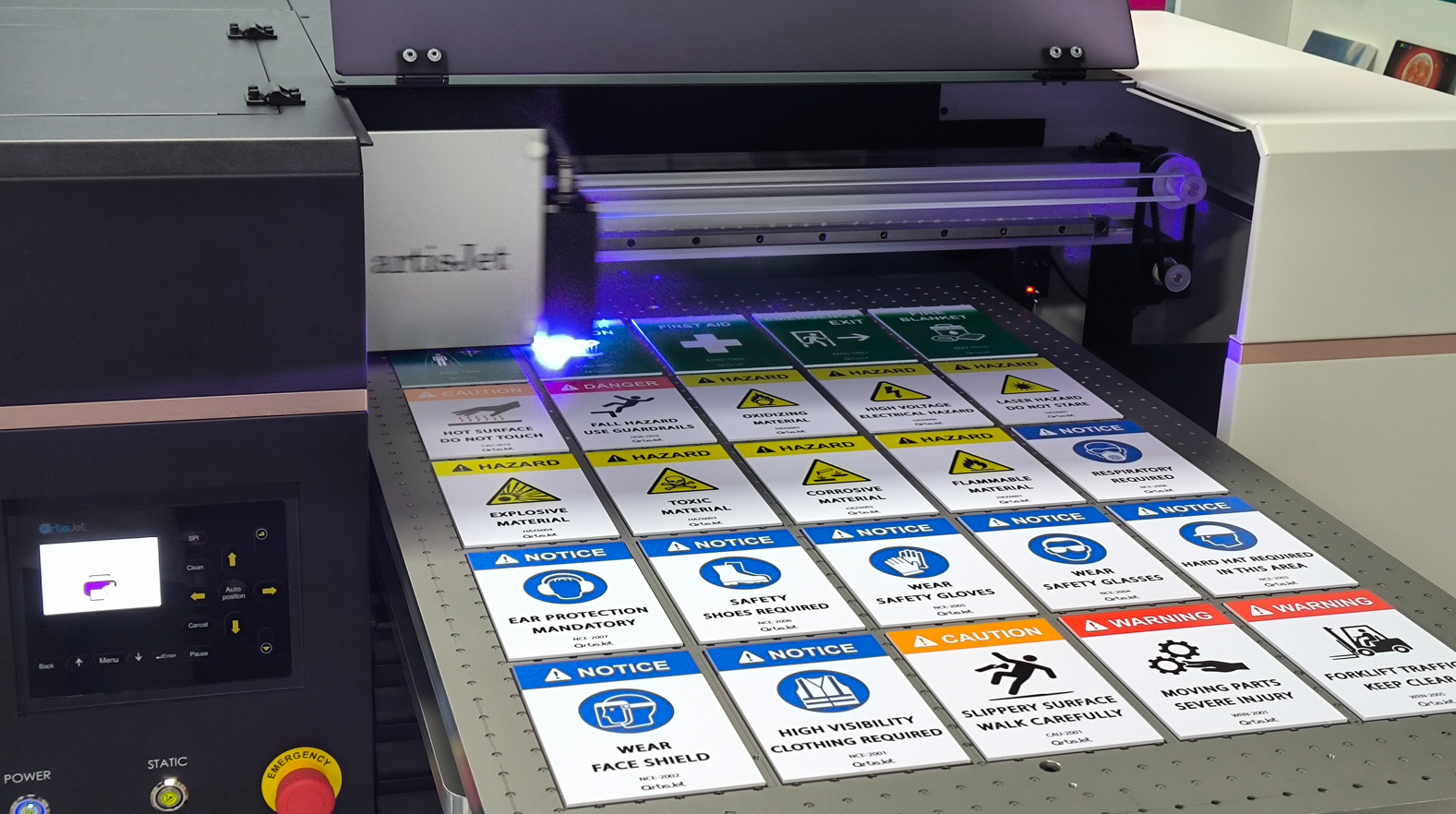artisJet TRUST UV printer — signage printing application