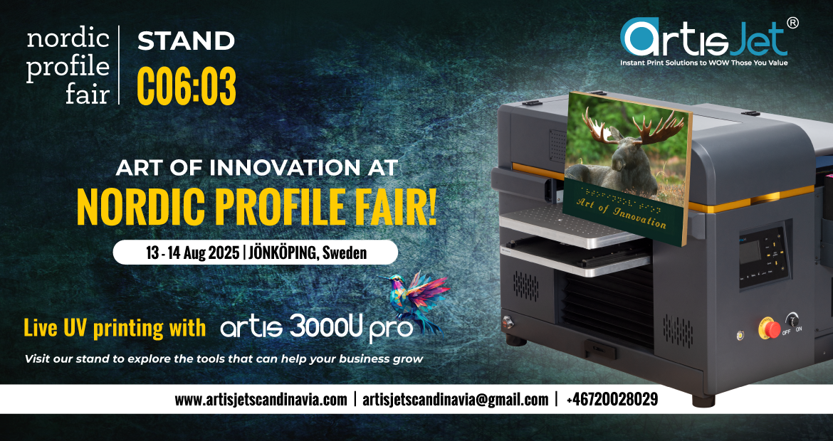 Art of Innovation at Nordic Profile Fair – artis 3000U pro live UV printing