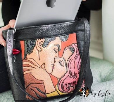 Black leather print by Lezlie