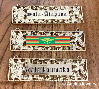 custom gold name and flag plates