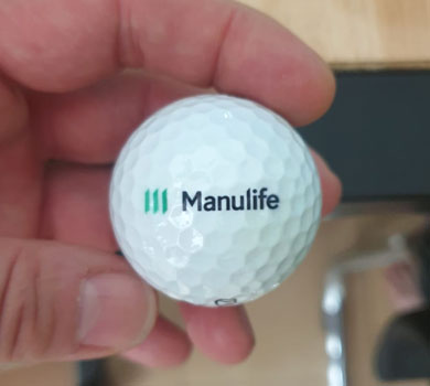 Logo print on golf ball